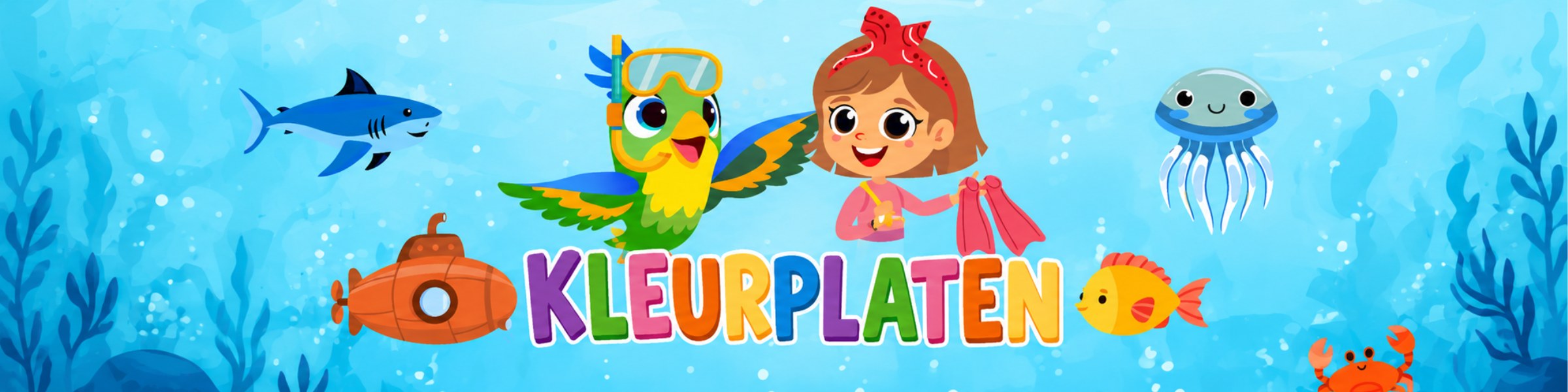 Kleurplaten: Vinnie en Fay onder water