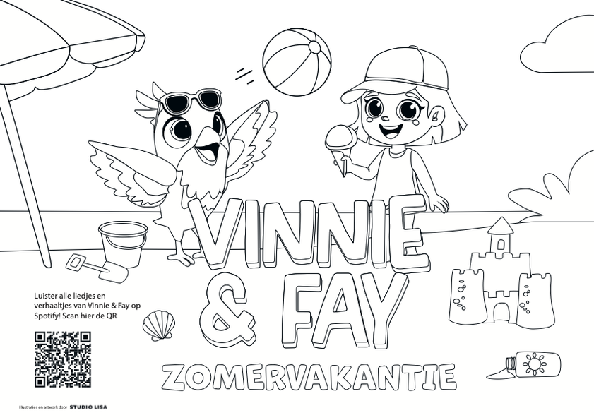 Kleurplaat Vinnie & Fay: Zomervakantie